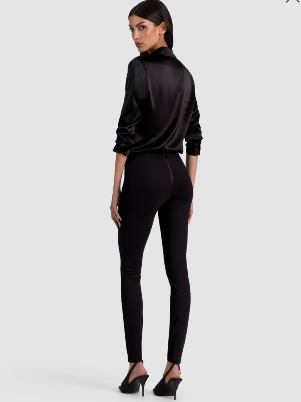 Alice + Olivia Black Lennox Lamb Suede Leggings Sz 4 Real Leather Zip Back $1195 - Picture 3 of 14